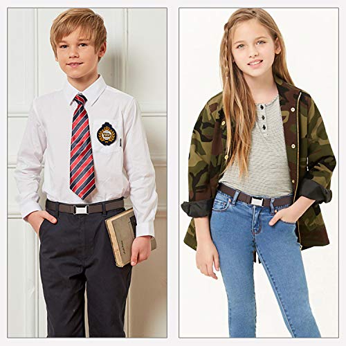 JASGOOD Kids Toddler Belt Elastic Stretch Adjustable Belt for Boys and Girls with Silver Square Buckle 2 Pack Back to School Gift - Image 3