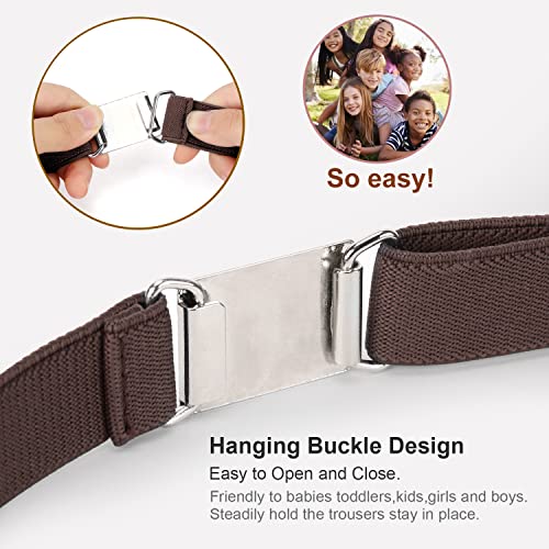 JASGOOD Kids Toddler Belt Elastic Stretch Adjustable Belt for Boys and Girls with Silver Square Buckle 2 Pack Back to School Gift - Image 2