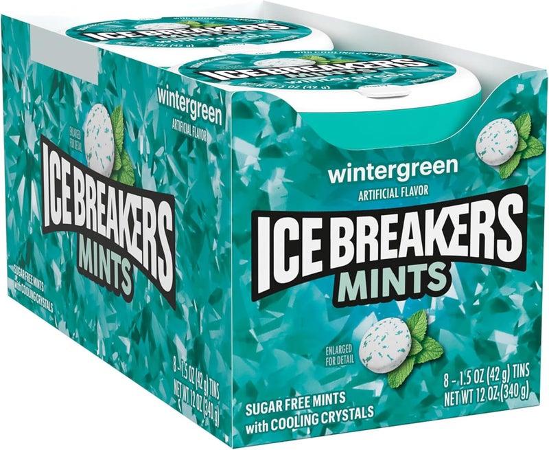 Ice breakers أقراص آيس بريكرز الخالية من السكر، نكهة النعناع الشتوي 1.5 أونصة (عبوة من 8) - Image 3