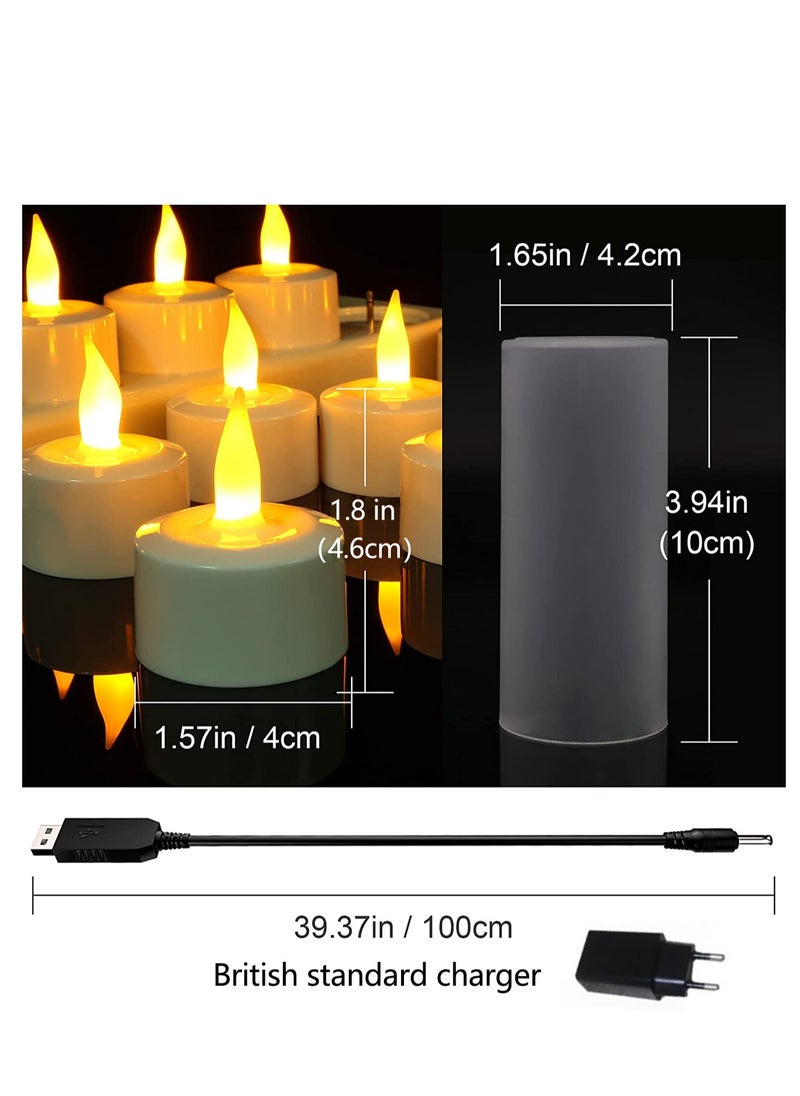SYOSI - Rechargeable Tealights with Charging Base, 12pcs Flameless Flickering LED Battery Candles with Frosted Cup, Realistic Warm Yellow Decorative Lights for Valen tines Home Table Decor - Image 1