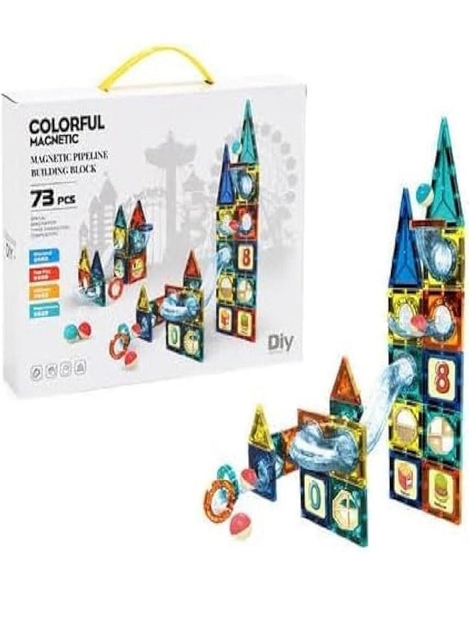 Educational Magnetic Building Blocks Set - Develop Creativity & Learning for Kids Geometry Shapes, Magnetic Tube Building Set - 73 Pieces Develop Creativity & STEM Skills for Kids  - Image 1
