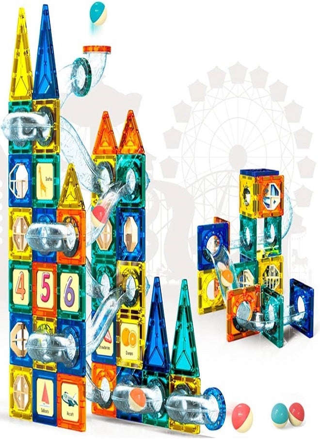 Educational Magnetic Building Blocks Set - Develop Creativity & Learning for Kids Geometry Shapes, Magnetic Tube Building Set - 73 Pieces Develop Creativity & STEM Skills for Kids  - Image 2