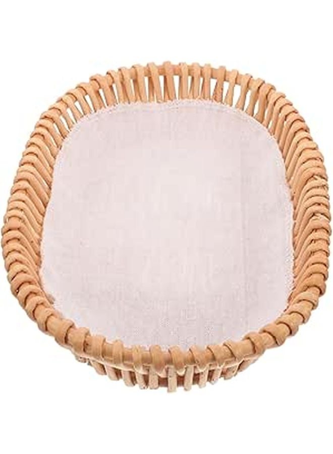 Handwoven Rattan Oval Bread Basket Small Kitchen Storage Organizer - Image 1