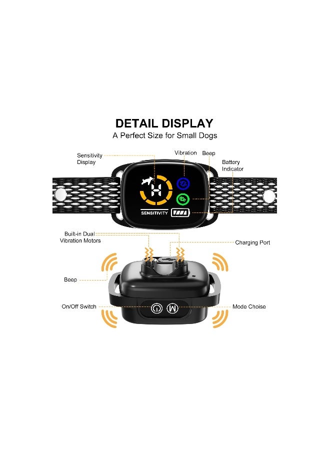 Rechargeable No Shock Bark Collar for Small/Medium Dogs - Smart Anti-Barking Device with 6 Adjustable Sensitivity Levels, Beep & Vibration Modes (1 Pack) - Image 2
