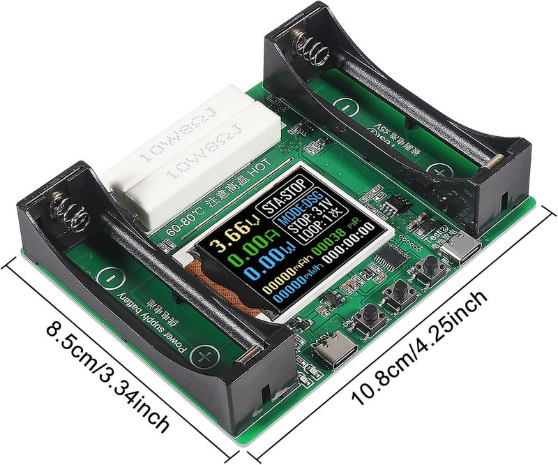 AITIAO 1Pcs Type-C 18650 Battery Capacity Tester Lithium Battery Internal Resistance Digital Display Detector 1-Channel Automatic Charge Discharge Module for Flat Ends 18650 Batteries - Image 5