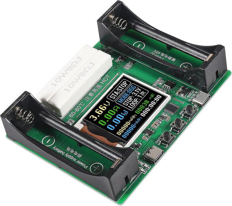 AITIAO 1Pcs Type-C 18650 Battery Capacity Tester Lithium Battery Internal Resistance Digital Display Detector 1-Channel Automatic Charge Discharge Module for Flat Ends 18650 Batteries - Image 1