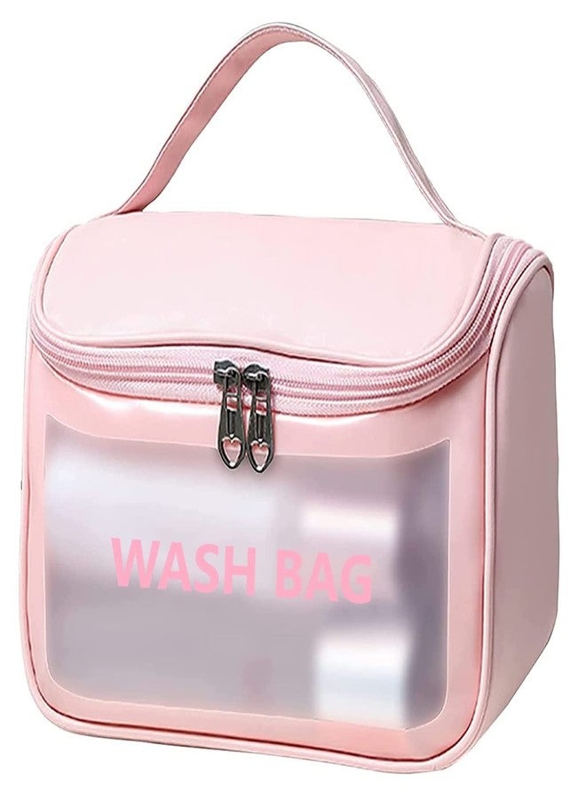PAVITYAKSH WASH Bag Big Clear Toiletry Bag, Wash Make Up Bag PVC Waterproof Zippered Cosmetic Bag, Portable Carry Pouch for Women Men - Image 1