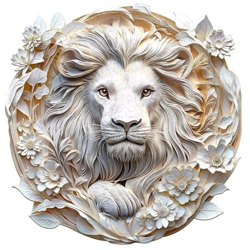 Jollitot Wooden Puzzles Adults 3D Paper Lion Wooden Puzzles 295 Pieces Unique Animal Shaped Wood Challenging Jigsaw Puzzles Gifts for Adults 134x132in - Image 1