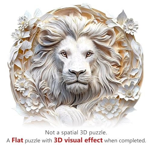 Jollitot Wooden Puzzles Adults 3D Paper Lion Wooden Puzzles 295 Pieces Unique Animal Shaped Wood Challenging Jigsaw Puzzles Gifts for Adults 134x132in - Image 5