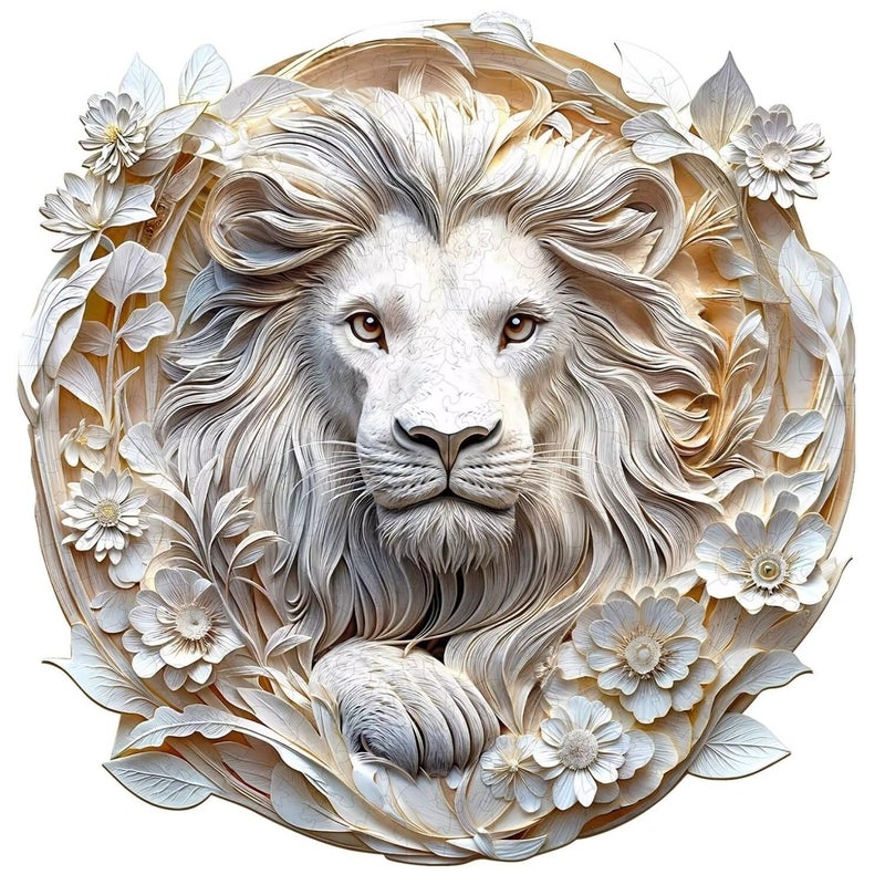 Jollitot Wooden Puzzles Adults 3D Paper Lion Wooden Puzzles 295 Pieces Unique Animal Shaped Wood Challenging Jigsaw Puzzles Gifts for Adults 134x132in - Image 3
