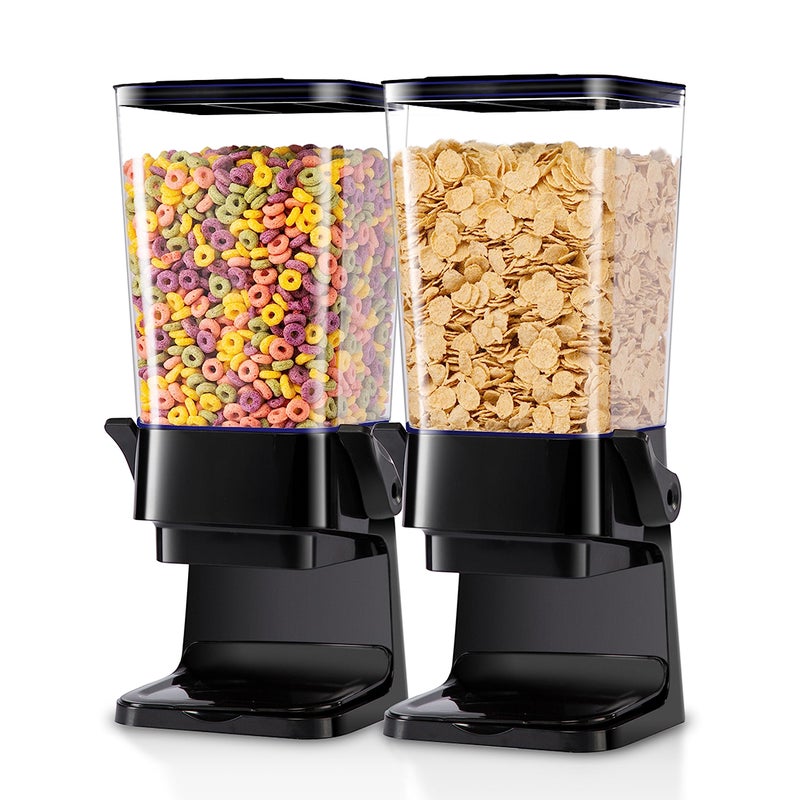Zeadesign Cereal Dispenser Countertop with lids, Organization and Storage Containers for Kitchen and pantry, 5L Rice Dispenser for Cereal, Beans, Grains, Nuts, Snack,Oatmeal, Dog Food, Bird Seed, Black, 2Pc - Image 1