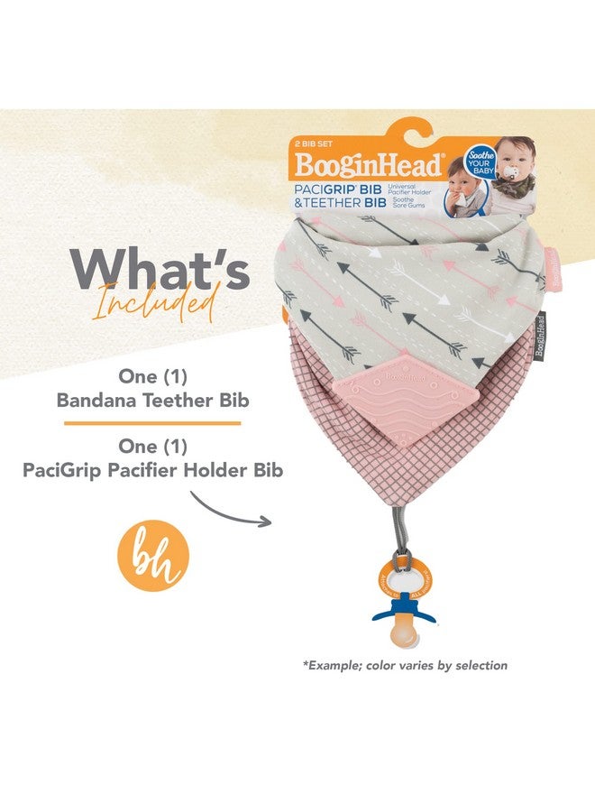 BooginHead by Infantino Cotton Baby Drool Bibs, Teething Bib and Pacifier Holder Bib, Blue Arrows - Image 4