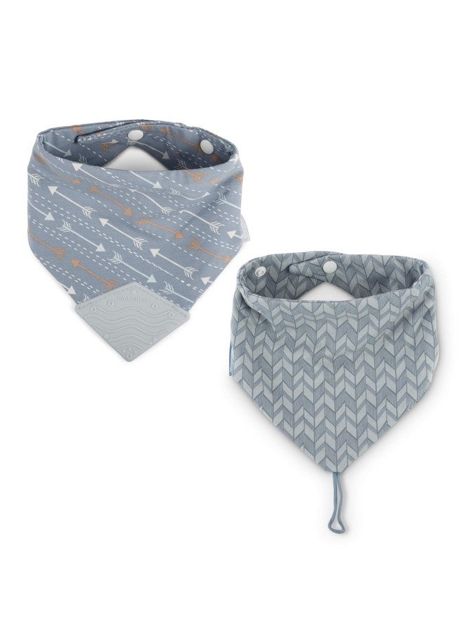 BooginHead by Infantino Cotton Baby Drool Bibs, Teething Bib and Pacifier Holder Bib, Blue Arrows - Image 1