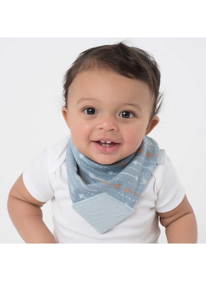 BooginHead by Infantino Cotton Baby Drool Bibs, Teething Bib and Pacifier Holder Bib, Blue Arrows - Image 3