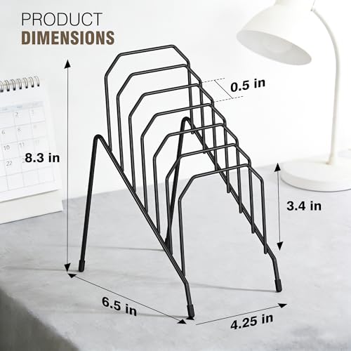 Gawerk Incline Desk Mail Organizer, Mail Sorter Letter Organizer Rack with 6-Section Vertical Compartments Rack for Letters, Postcards, Brochures, Mail Holder for Office, Home, School - Image 2