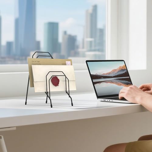 Gawerk Incline Desk Mail Organizer, Mail Sorter Letter Organizer Rack with 6-Section Vertical Compartments Rack for Letters, Postcards, Brochures, Mail Holder for Office, Home, School - Image 5