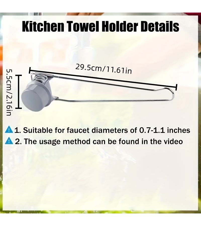 Adjustable Hook Kitchen Faucet Mounted Shelf With Quick Dry Cloth Rack 1pc Space Saving Design For Bathroom And Kitchen Storage - Image 3
