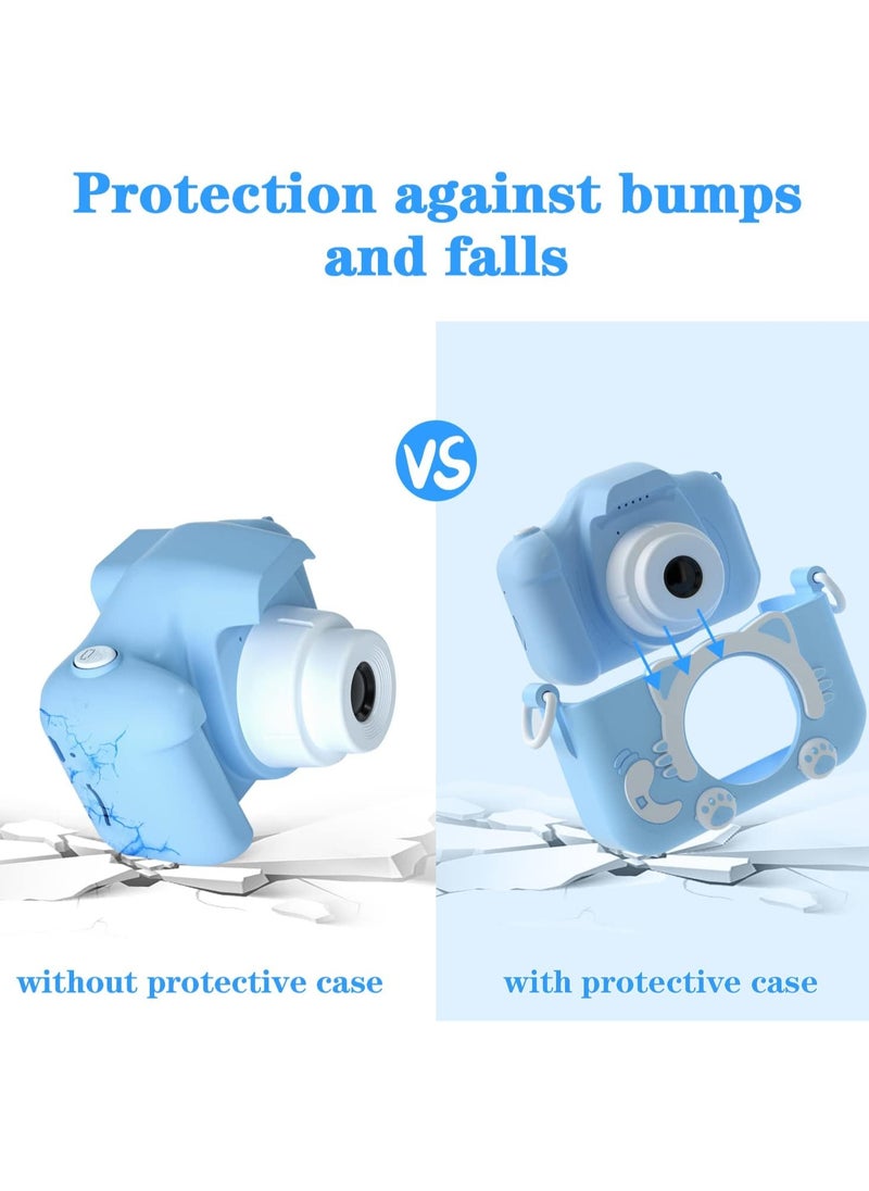 HOME 4 YOU - Kids Camera Upgrade HD Digital Camera for Toddlers Kid Camera Toys Front and Back Dual Cameras for Taking Photos and Recording Videos Multiple Cute Cartoon Photo Frames with 2.0in IPS Screen Gift Blue - Image 1
