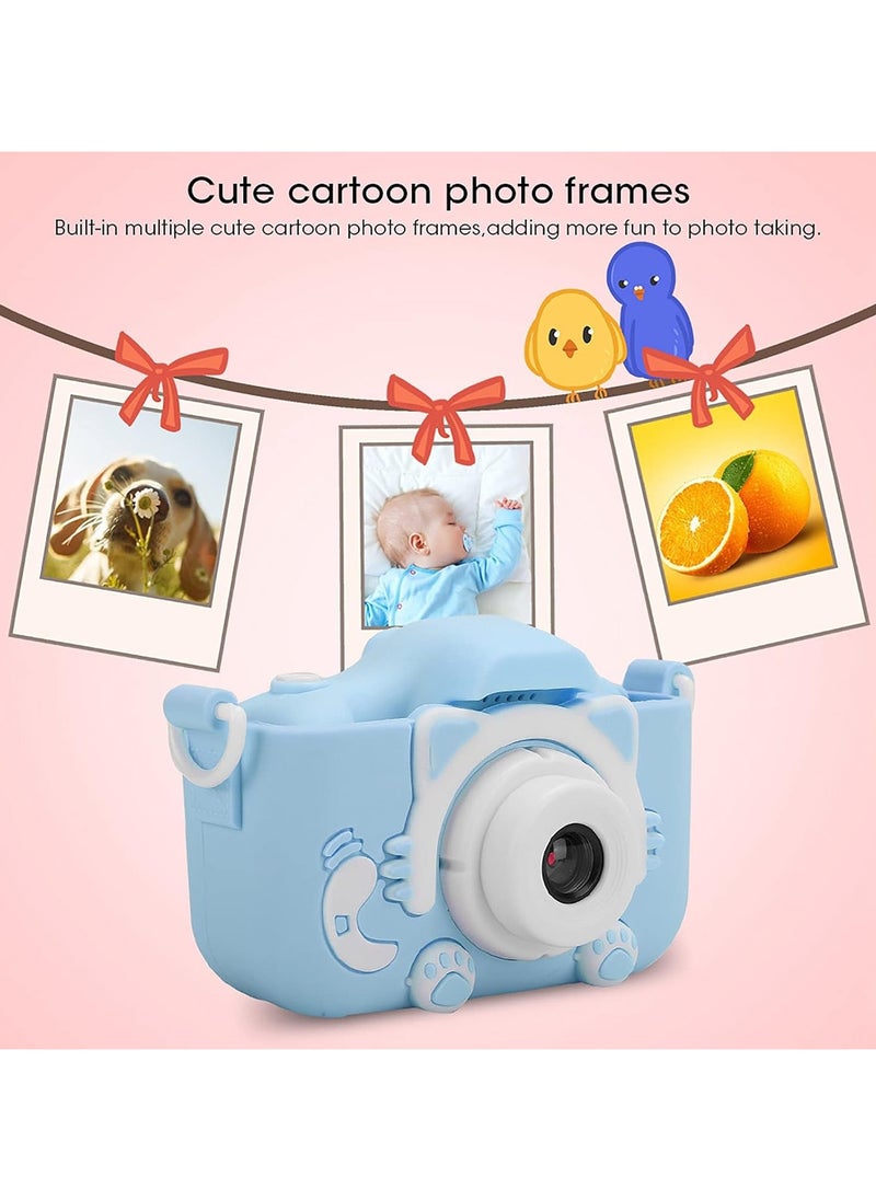 HOME 4 YOU - Kids Camera Upgrade HD Digital Camera for Toddlers Kid Camera Toys Front and Back Dual Cameras for Taking Photos and Recording Videos Multiple Cute Cartoon Photo Frames with 2.0in IPS Screen Gift Blue - Image 1