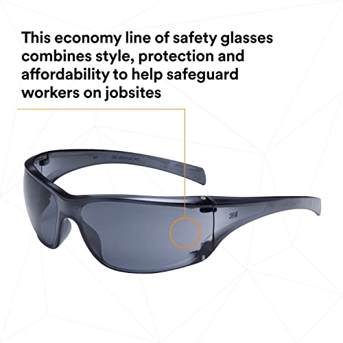 3M Safety Glasses, Virtua AP, 1 Pair, ANSI Z87, Anti-Fog, Anti-Scratch Coating, Gray Lens, Gray Frame, Side Shields, Economical Eye Protection, 99.9% UV Protection, Polycarbonate - Image 3