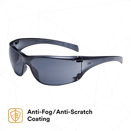 3M Safety Glasses, Virtua AP, 1 Pair, ANSI Z87, Anti-Fog, Anti-Scratch Coating, Gray Lens, Gray Frame, Side Shields, Economical Eye Protection, 99.9% UV Protection, Polycarbonate - Image 5