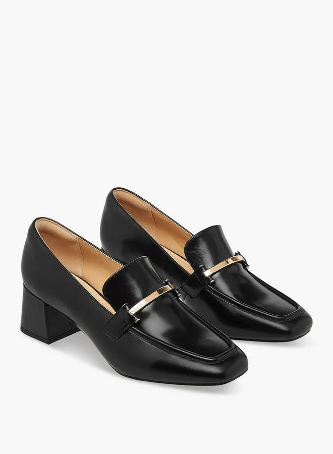 DUCHINI Women Block Heel Leather Loafers