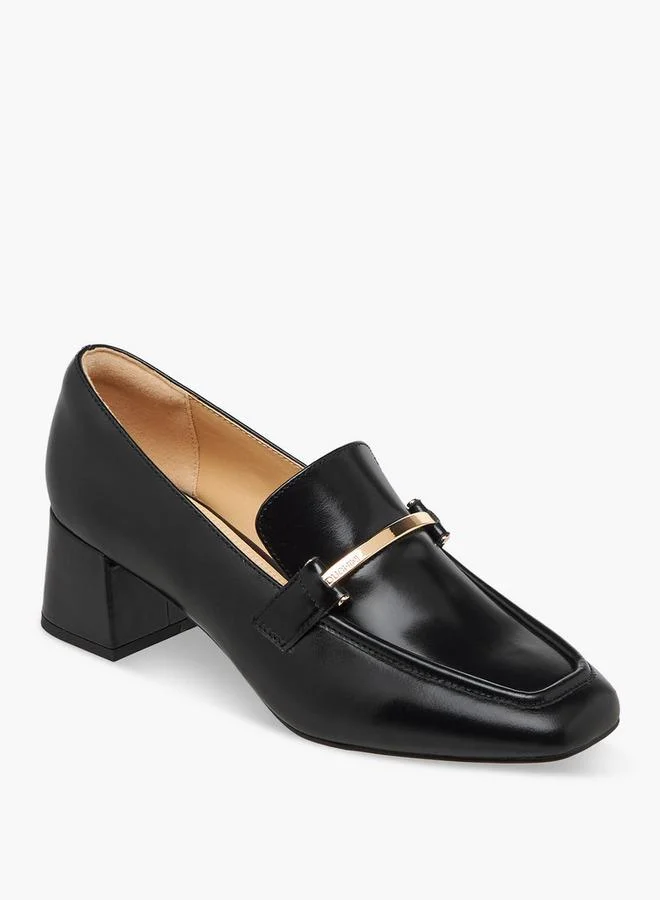 DUCHINI Women Block Heel Leather Loafers