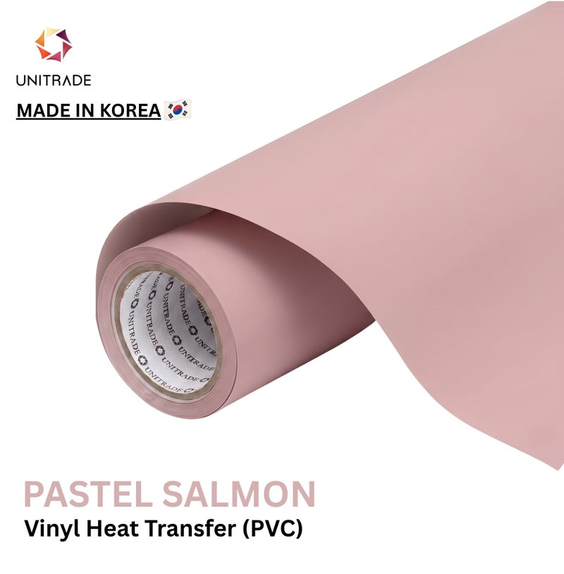 يونيترايد UNITRADE® رول فينيل نقل حراري Easy Cut (PVC) باللون السلموني الباستيل / متوافق مع Cricut وSilhouette وآلات القص الاحترافية / معتمد CPSIA / صنع في كوريا - Image 1