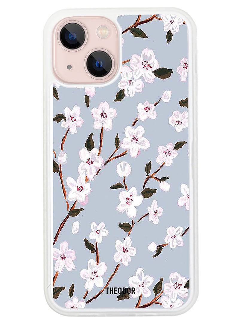 Theodor Protective Case Cover For APPLE IPHONE 14 White Flower(White Bumper) - Image 1