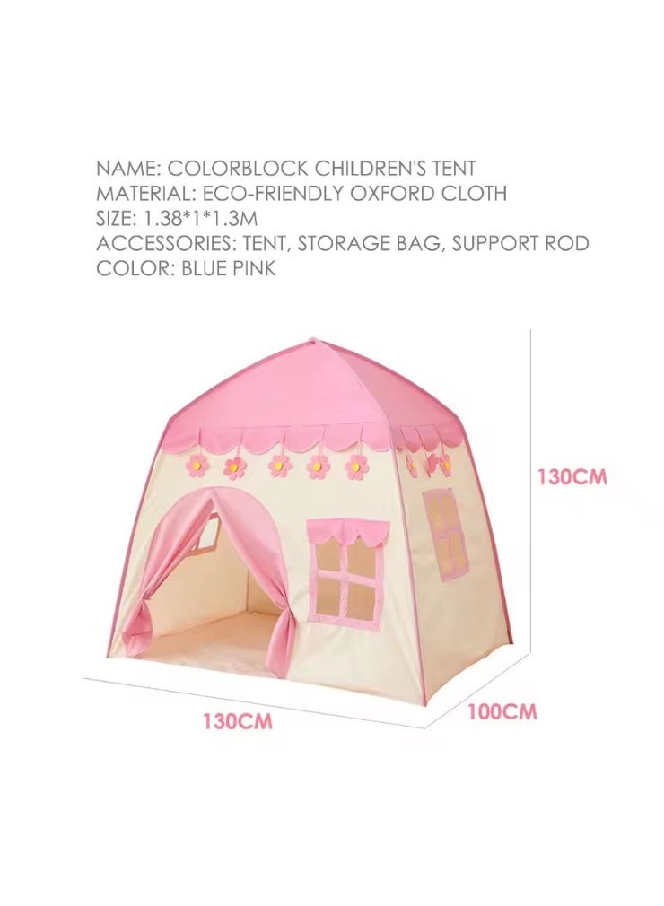 Kids Play Tent – Large Indoor/Outdoor Princess & Prince Playhouse (130 x 100 x 130 cm) for Girls & Boys | Foldable Children's Tent Toy – pink - Image 2