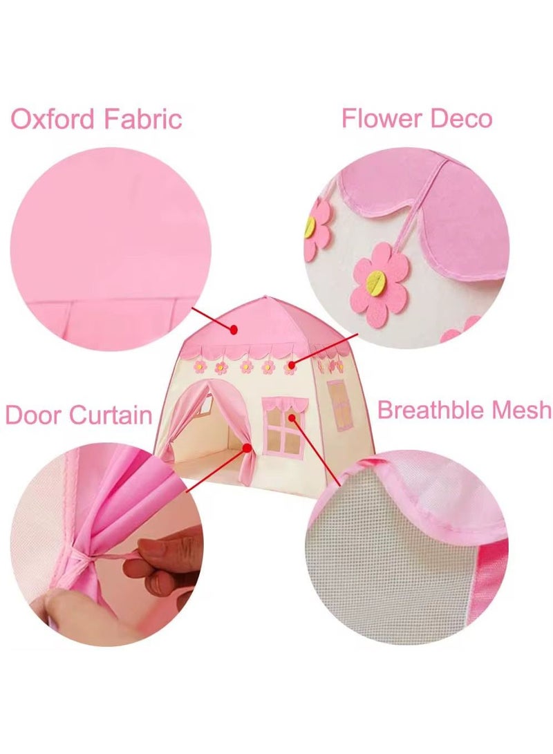 Kids Play Tent – Large Indoor/Outdoor Princess & Prince Playhouse (130 x 100 x 130 cm) for Girls & Boys | Foldable Children's Tent Toy – pink - Image 3