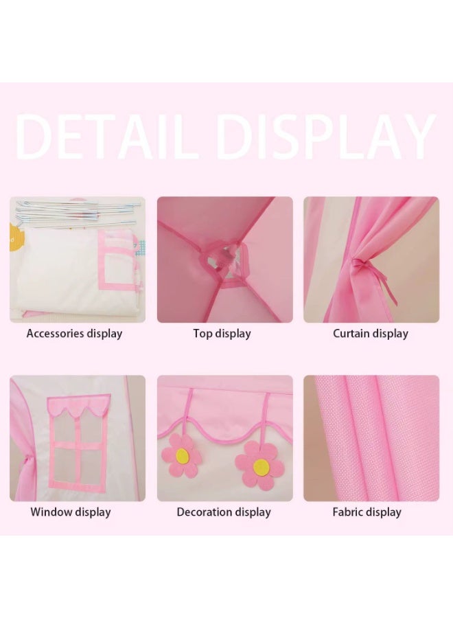 Kids Play Tent – Large Indoor/Outdoor Princess & Prince Playhouse (130 x 100 x 130 cm) for Girls & Boys | Foldable Children's Tent Toy – pink - Image 4
