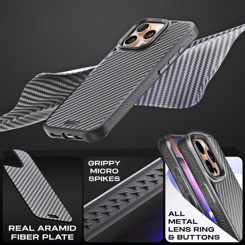 REBEL Case for iPhone 16 Pro Max [Gen-6 Aramid Fiber] Strong MagSafe Compatible, Grippy Sides, Shockproof Corners, Metal Lens + Buttons, Upgraded Protective Design, 6.9 Inch Phone 2024 (Black) - Image 4