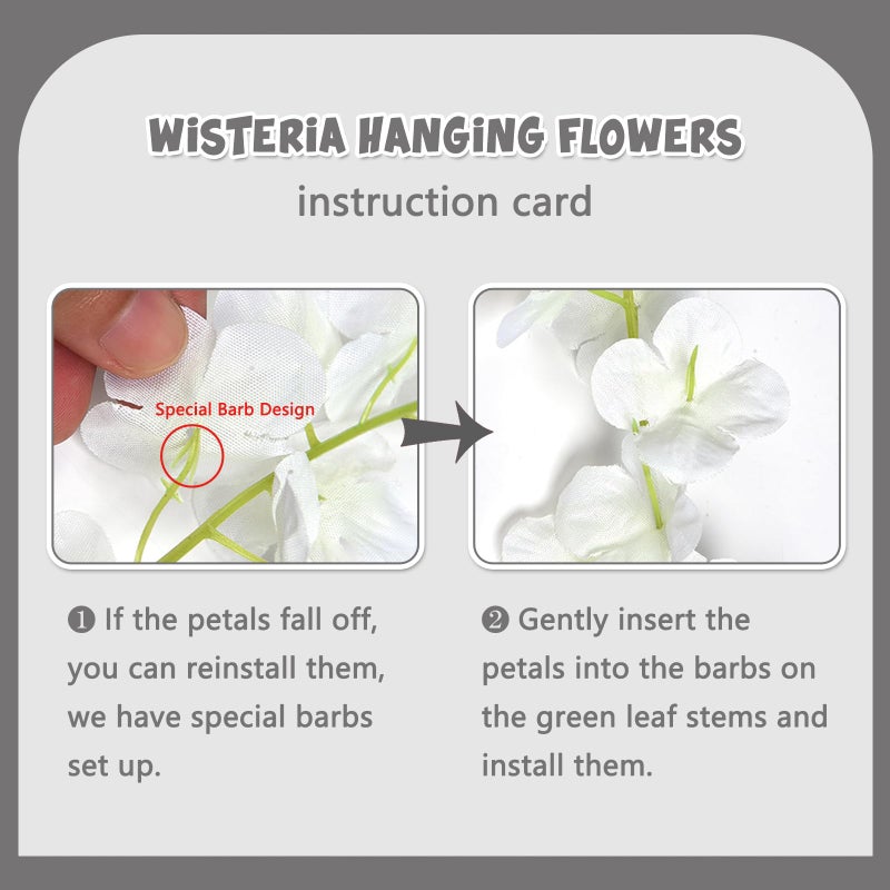 Luerbi 24 Pack White Flower Vines  White Wisteria Hanging Flowers  Fake White Wisteria  3.77 Feet White Artificial Wisteria Flowers  White Hanging Wisteria Flowers Garland  Yard White Flower Vines Decor - Image 3