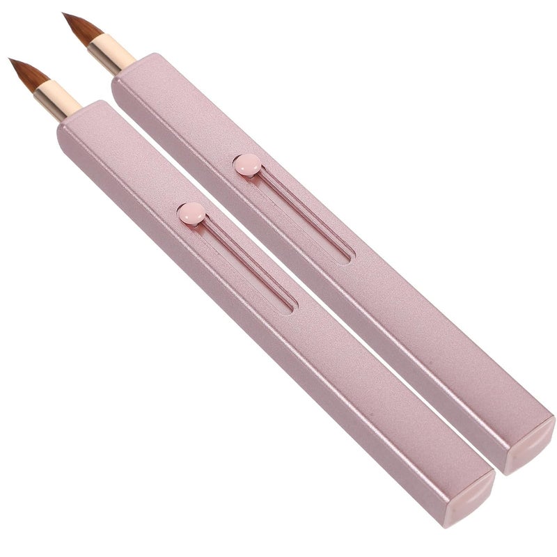 2pcs Retractable Lipstick Brush Set Portable Single-head Lip Applicators with Cap Pink Small Lip Gloss - Image 1