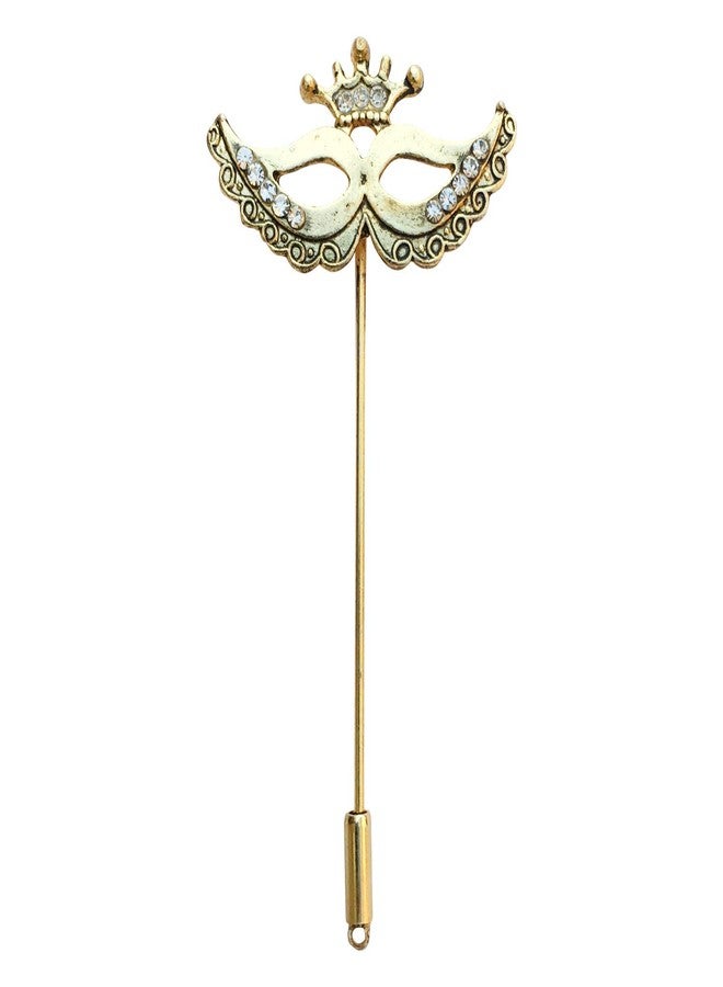 FURE Metal Masquerade Mask Lapel Pin Brooch (Golden) for Men & Women - Image 1