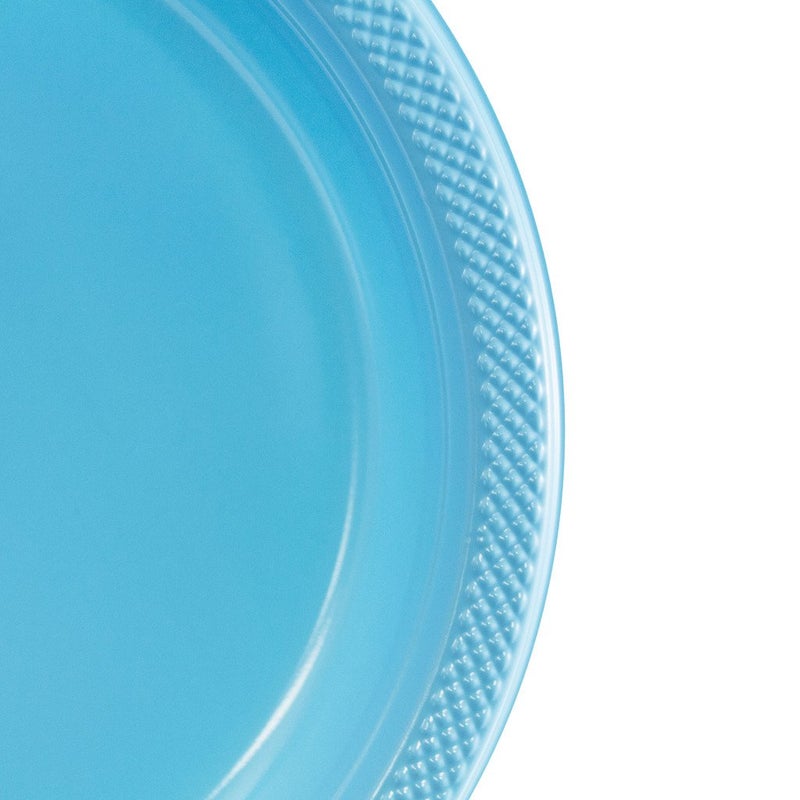 JAM PAPER Round Plastic Party Plates - Large - 10 1/4 inch - Caribbean Light Blue - 20/Pack - Image 2