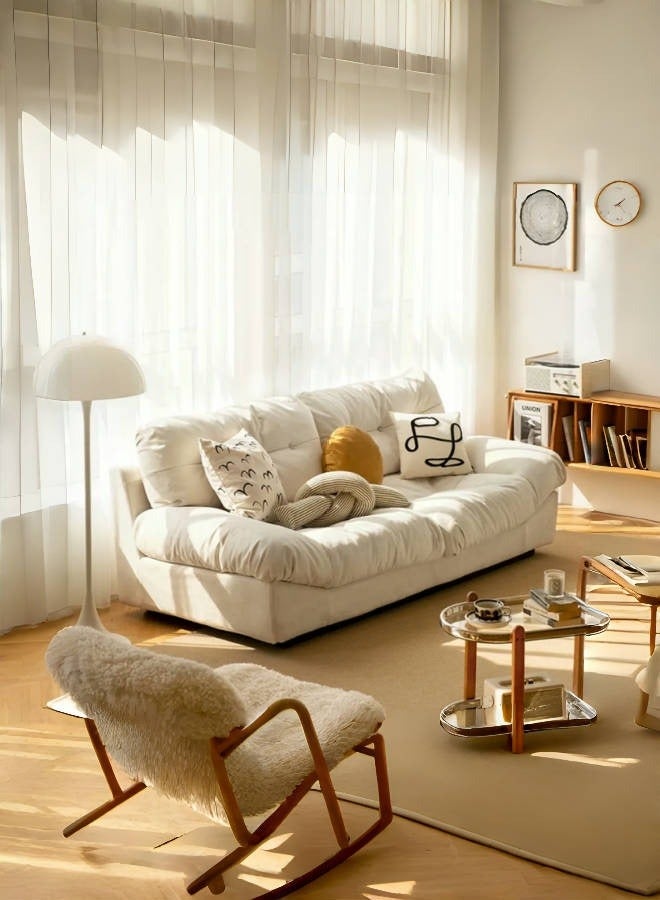 كنب شينيل كلاود عميق بمقاس 80 بوصة لغرفة المعيشة، كنب عصري للمساحات الصغيرة، كنبة مريحة بإطار من الخشب الصلب - Image 1