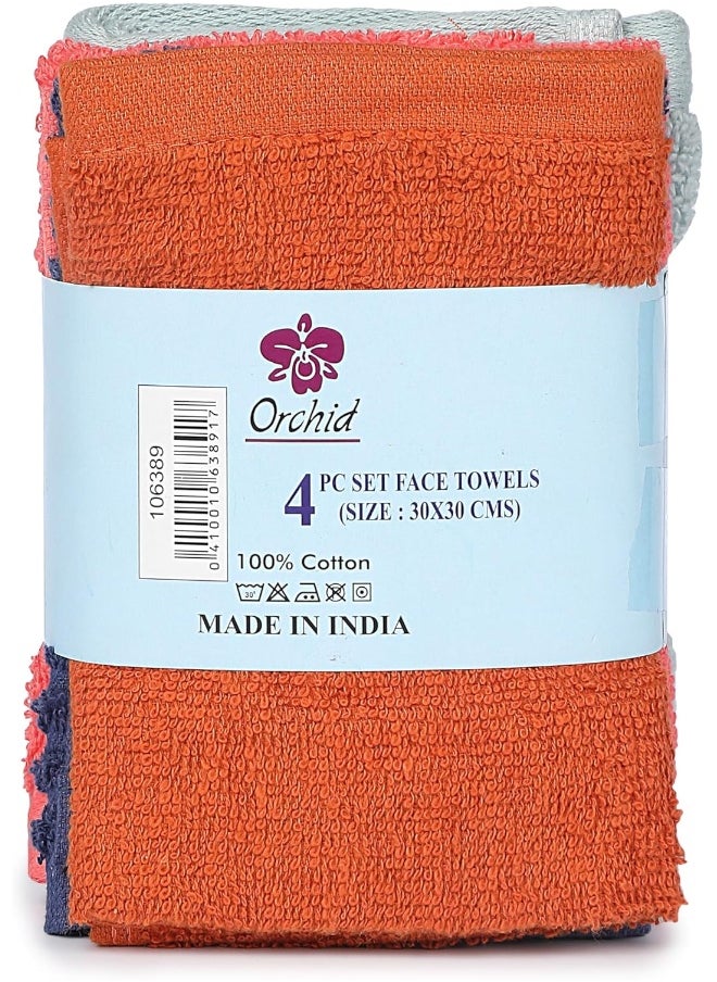 Orchid 4 Pieces Face Towels Hand Towel Set 100% Cotton Multi-Purpose Wash Cloth Highly Absorbent And Soft Feel Face Cloths Towels For Spa Bathroom Towel Hotel And Gym Towel Beah Towel 30X30Cm  - Image 1