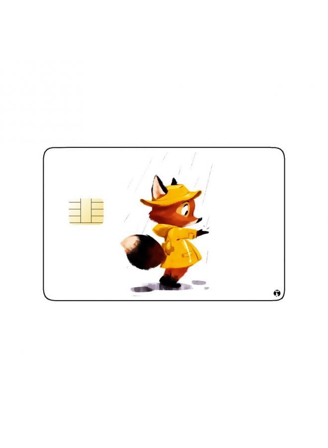 RKN PRINTED BANK CARD STICKER Cute Fox Drawing In Yellow Coat - Image 1