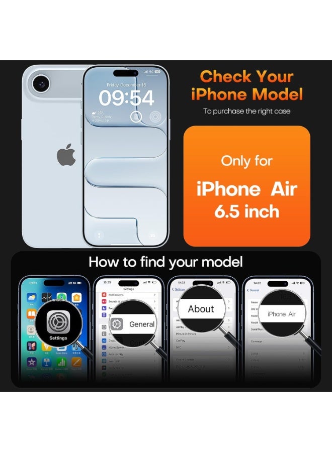 For iPhone Air Case, Full Camera Protection with Screen Protector, Anti-Yellowing Military-Grade Protection Shockproof Slim Phone Case for iPhone 17 Air 6.5 inch, Clear - Image 4