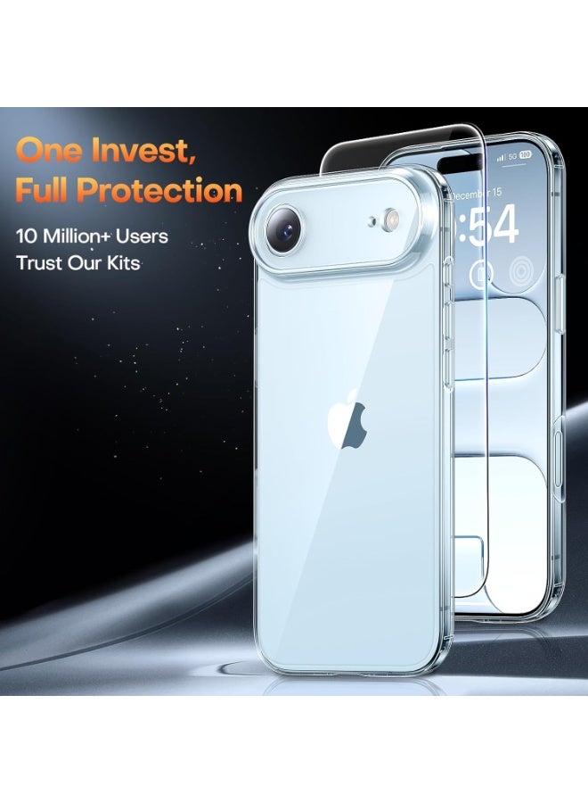 For iPhone Air Case, Full Camera Protection with Screen Protector, Anti-Yellowing Military-Grade Protection Shockproof Slim Phone Case for iPhone 17 Air 6.5 inch, Clear - Image 2