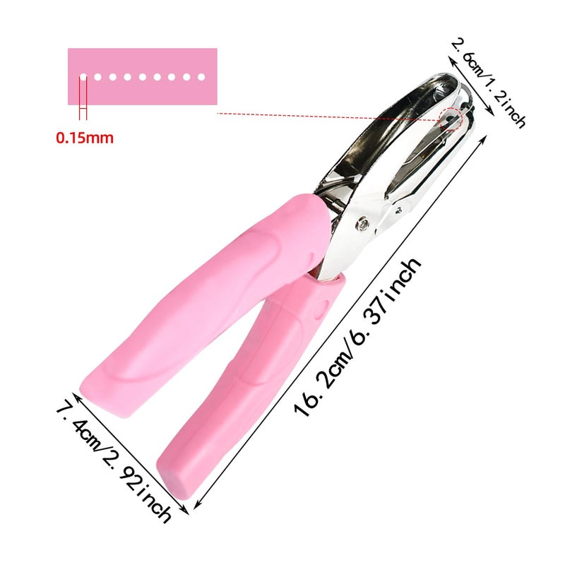 yuntop Handheld Hole Paper Punch Puncher for Craft Paper Tags Clothing Ticket DIY Scrapbook Tool, with Pink Soft Handheld Grip (Small Circle 1/16 inch) - Image 2