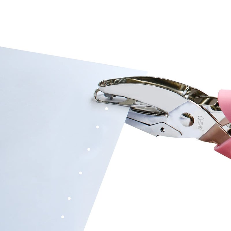 yuntop Handheld Hole Paper Punch Puncher for Craft Paper Tags Clothing Ticket DIY Scrapbook Tool, with Pink Soft Handheld Grip (Small Circle 1/16 inch) - Image 4
