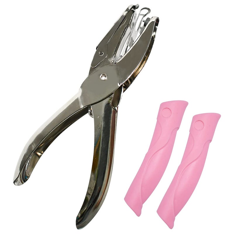 yuntop Handheld Hole Paper Punch Puncher for Craft Paper Tags Clothing Ticket DIY Scrapbook Tool, with Pink Soft Handheld Grip (Small Circle 1/16 inch) - Image 5