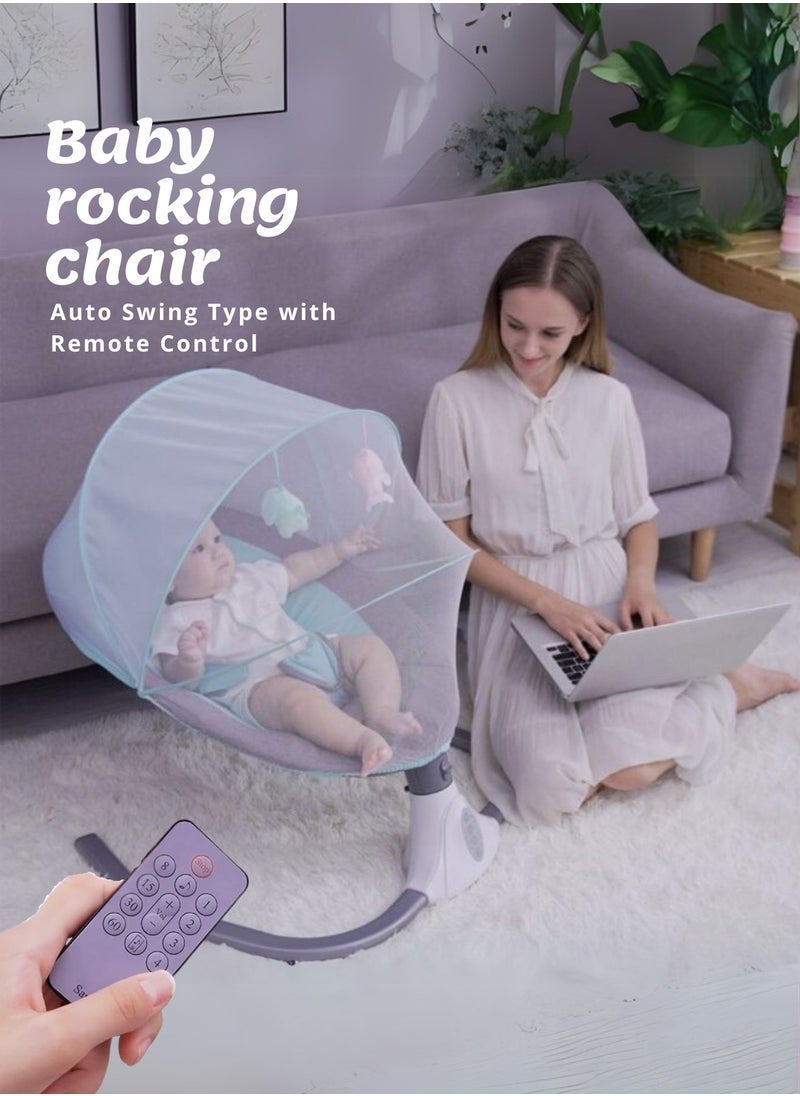 Moms Magic - Baby Rocking Chair – Bluetooth Music, Remote-Controlled Auto Swing, 4-Gear Electric Rocking, Comfortable Waist Protection, USB Port - Image 1