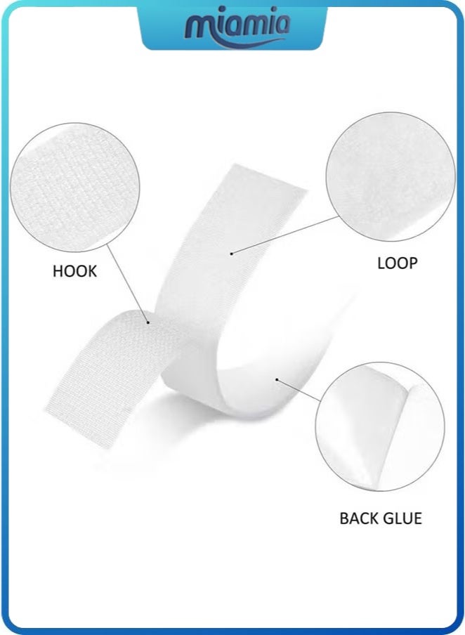 Miamia Hook and Loop Tape 20pcs Adhesive Velcro Strips Self Sticky Back Fastening Heavy Duty Double Sided 10CM x 3CM White for Home Office Everyday Use - Image 3