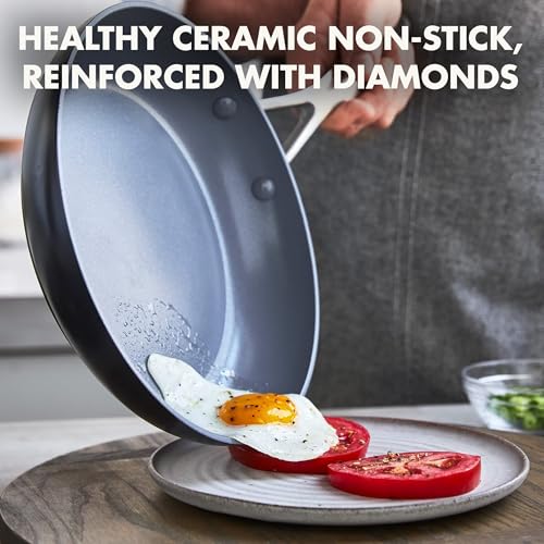 GreenPan Valencia Pro Hard Anodized Healthy Ceramic Nonstick 10" and 12" Frying Pan Skillet Set, PFAS-Free, Induction, Dishwasher Safe, Oven Safe, Gray - Image 2
