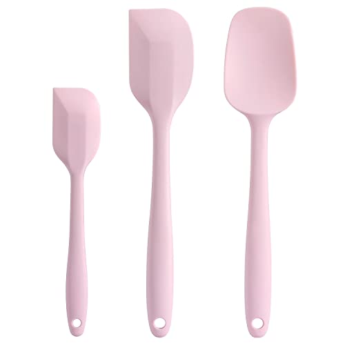 Cooptop Silicone Spatula Set - Rubber Spatula - 600°F Heat Resistant Baking Spoon & Spatulas (Pink) - Image 1