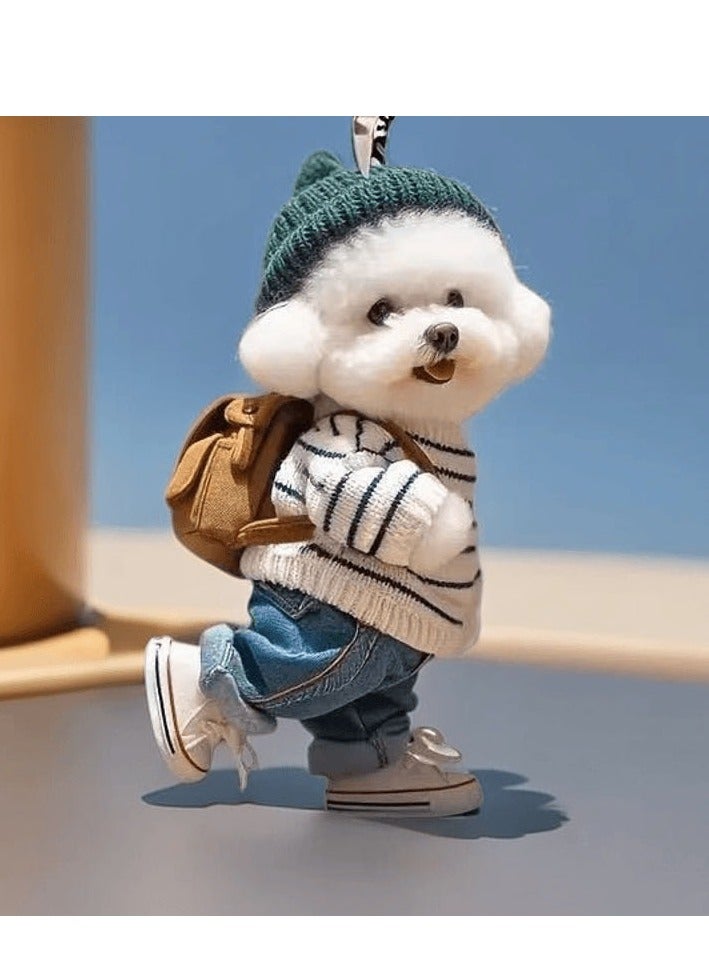 Acrylic Flat Pendant - Cute Puppy Backpack Key Chains - Image 1